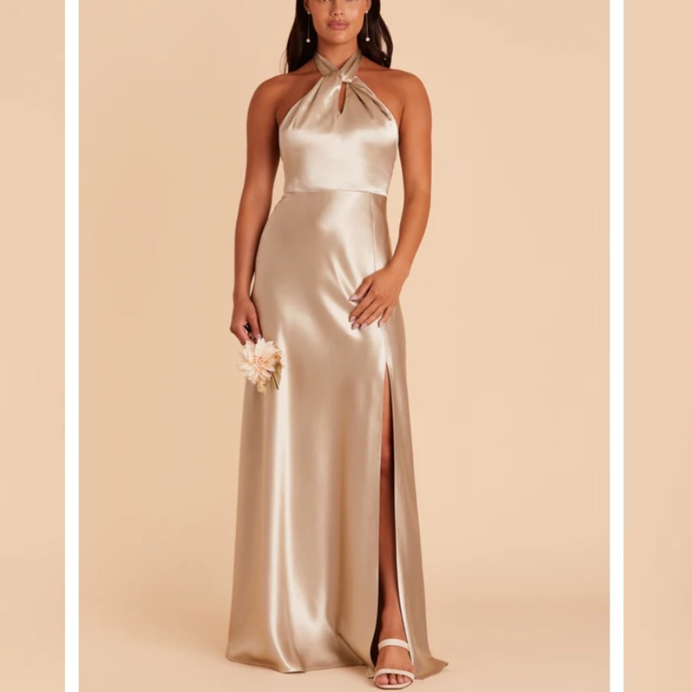 BIRDY GREY MONICA DRESS SHINY SATIN NEUTRAL CHAMPAGNE